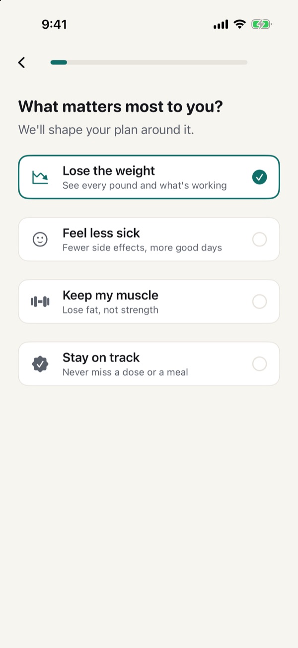 PepTime onboarding question: what matters most to you